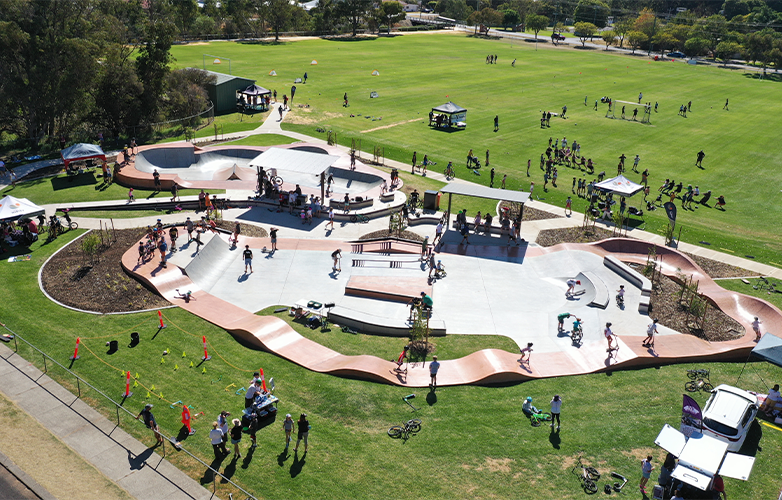 Harvey Skatepark has been installed on the southeast corner of Meriden Park