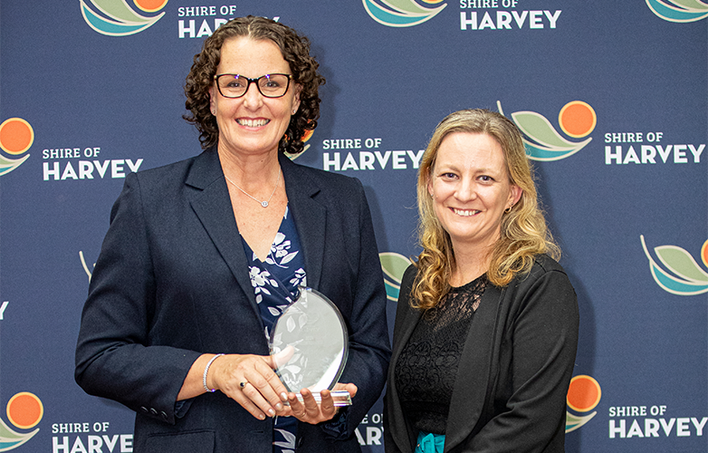 Appreciation Award recipient Ms Heidi Bibby with Cr Alicia Hitchcock