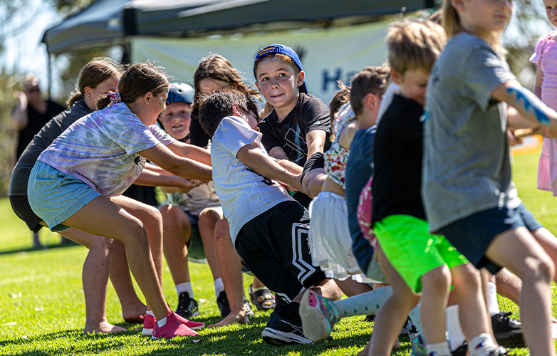 There was a Tug of War competition at the Harvey Skatepark Grand Opening