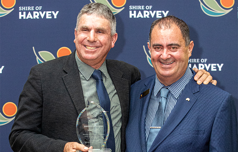 Meritorious Award recipient Mr Mark Talbot with Cr Craig Carbone