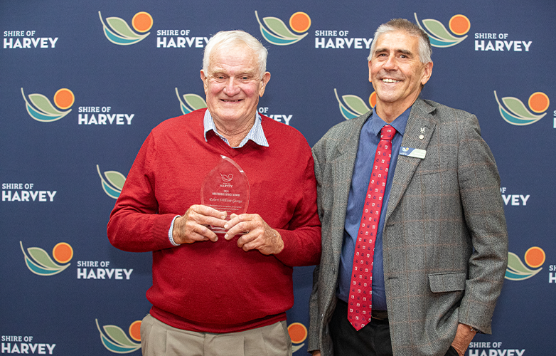 Meritorious Award recipient Mr Robert William George with Deputy Shire President Cr John Bromham
