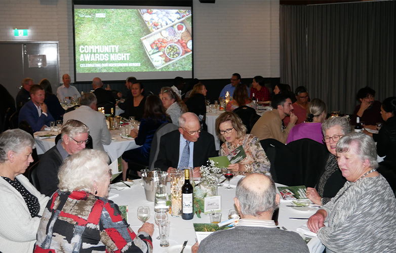 Residents enjoying dinner at the 2023 Community Awards