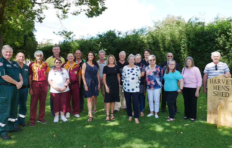 Shire of Harvey CEO Annie Riordan and Shire of Harvey Deputy President Cr Michelle Campbell (pictured middle) with 2023-2024 Community Grants Recipients