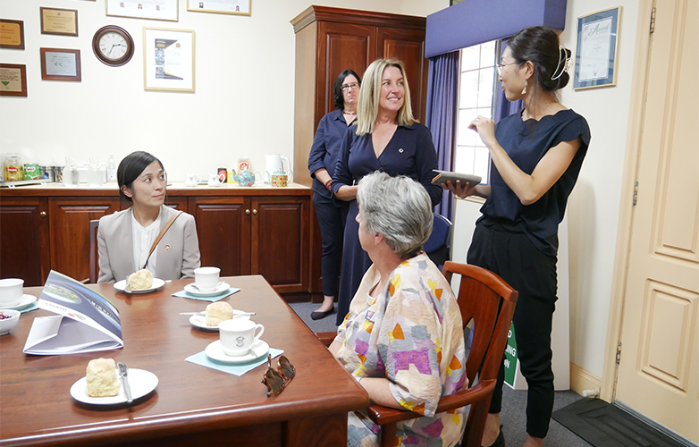 Shire of Harvey CEO Annie Riordan, President Michelle Campbell and Councillor Wendy Dickinson met with City of Moka delegates in Harvey Council Chamber