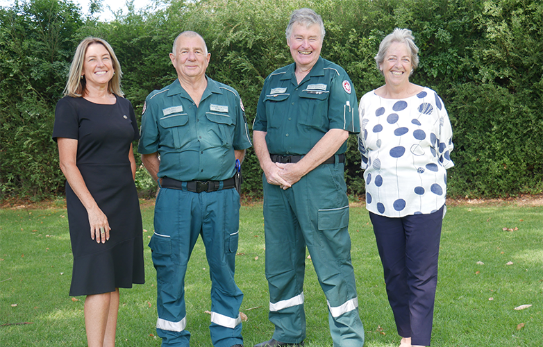 St John Harvey Sub Centre's Chris Sabourne and Shire Cr Paul Beech with Shire CEO Annie Riordan and Shire Deputy President Cr Michelle Campbell