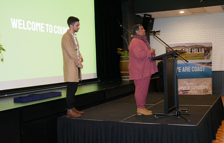 Welcome to Country performed by Elder Lesley Ugle and Shire of Harvey team member Brad Vitale