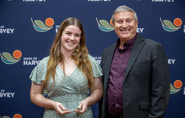 Youth Award recipient Ms Annie O'Connor with Cr Joe Capogreco