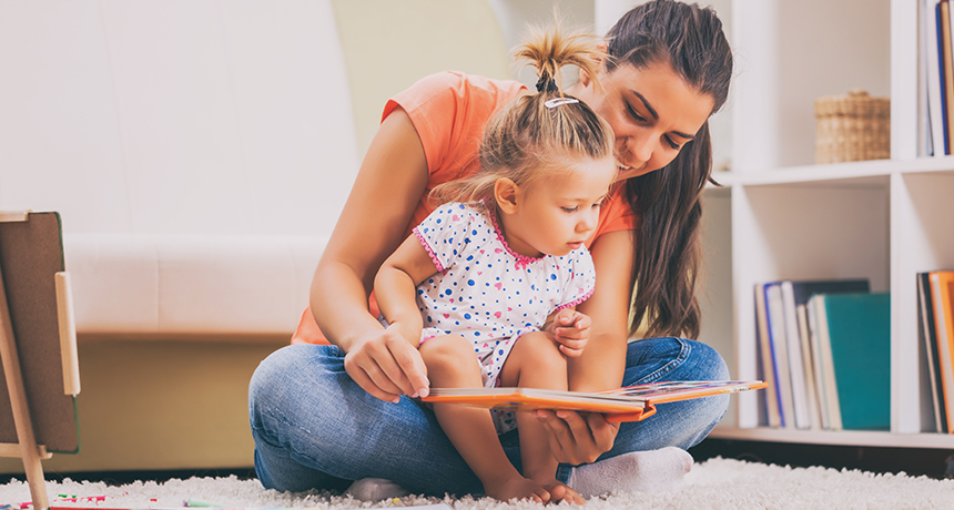 woman reading to a child