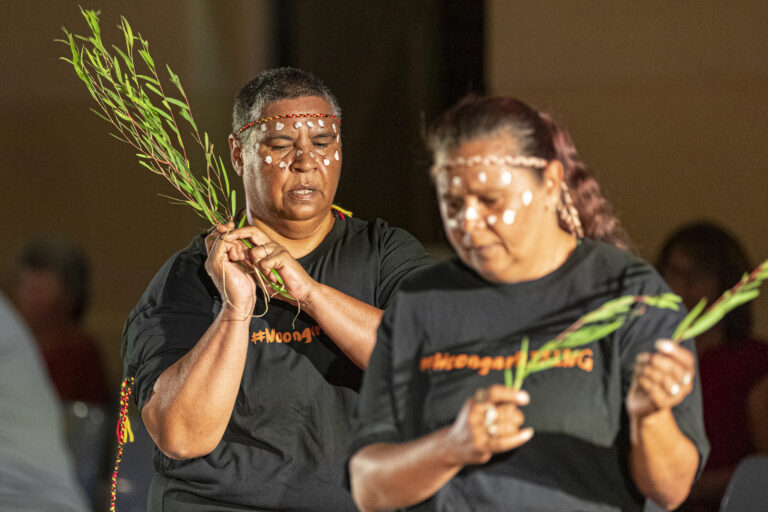 Harvey Aboriginal Corporation members share a Welcome to Country.